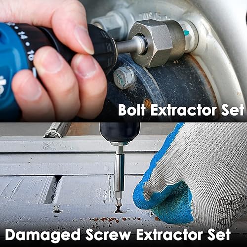Miniatura 6 de THINKWORK Juego de extractor de tornillos dañados y extractor de pernos, 0.079-0.827in, removedor de tornillos pelados de 39 piezas, removedor de