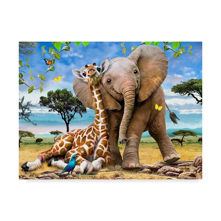 ロジァンコフスキー絵本ー「WILD  ANMALS  AT 」1935年 Amazon.com: Elephants And Giraffes by Howard Robinson, 24x32