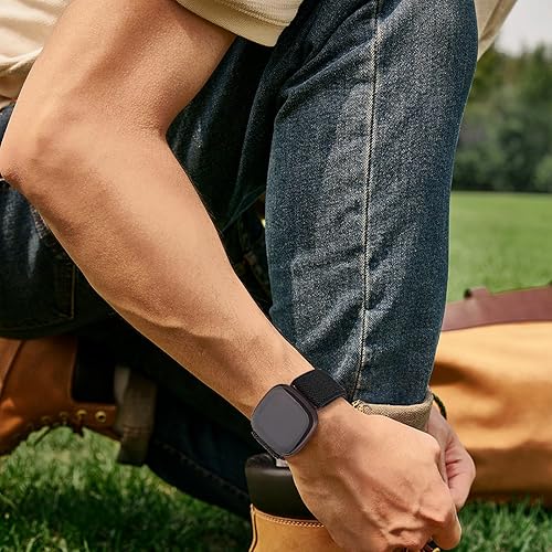 Miniatura 7 de Zspoly Paquete de 4 correas elásticas de nailon, compatibles con Fitbit Versa 4Fitbit Versa 3Fitbit Sense 2Fitbit Sense, correa ajustable suave