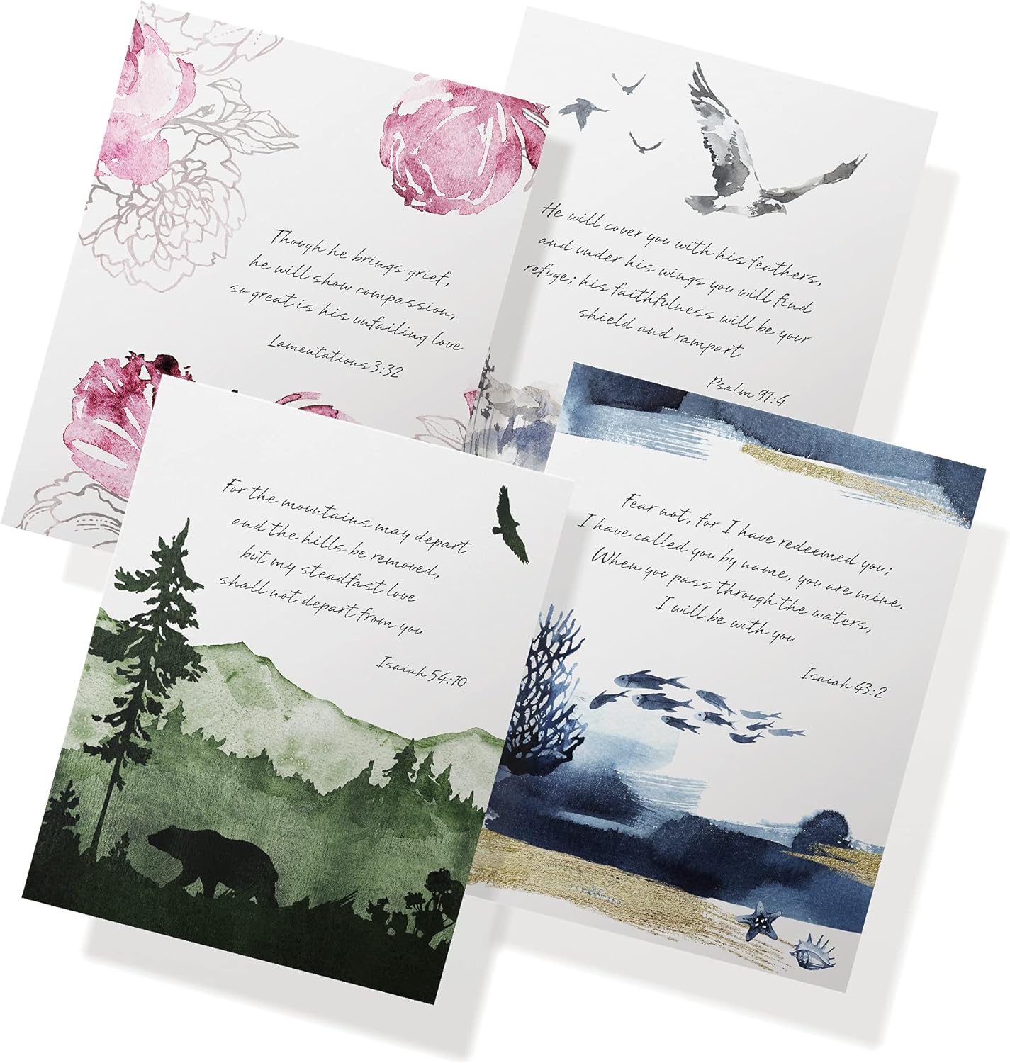 Twigs Paper - Assorted Religious Bible Verse Note Cards - Stationery Cards with Envelopes - Greeting Cards for Condolence, Bereavement, Prayer and All Occasions - Made in USA (5.5 x 4.25,Set of 24)