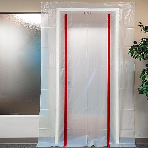 Miniatura 10 de ZIPWALL ZipDoor ZDS - Kit de puerta estándar con cremallera para barrera contra el polvo, 1 paquete, color rojo y ZipWall con cremallera resistente