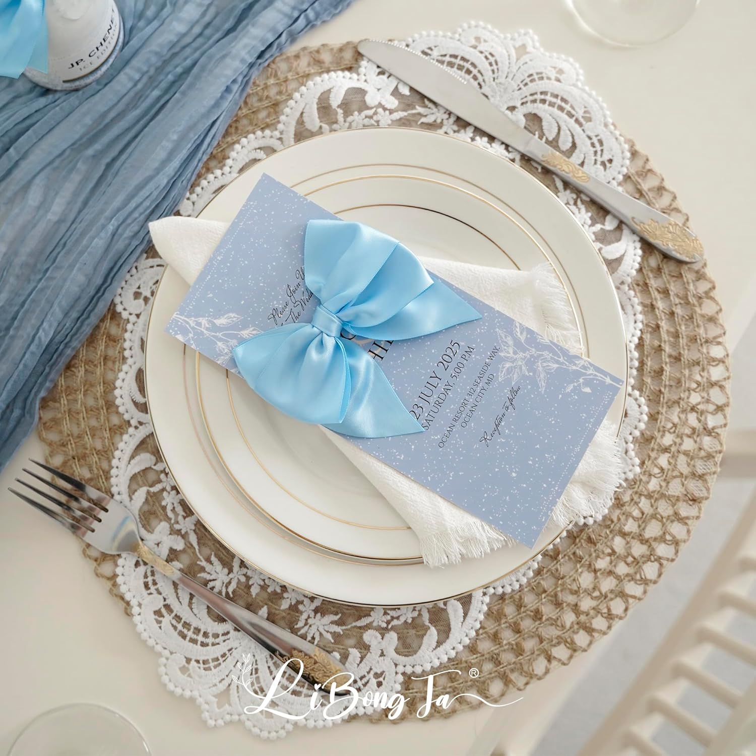 4 Inch Blue Gift Bow Satin Ribbon Bows for Crafts, Pre-Tied Bows, Twist Tie Bow for Treat Bags, Premade Decorative Bow, Wrapping Bows for Presents, Wedding, Baby Shower-24 Counts - Image 5