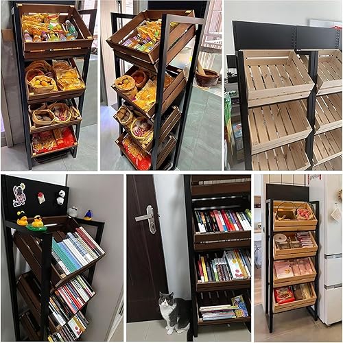 Miniatura 7 de Shelves Commercial Supermarket Fruits & Vegetables Shelf, Large Snack Candy Display Rack Onion Potato Stands, 4-Tier Concession Display Stand for