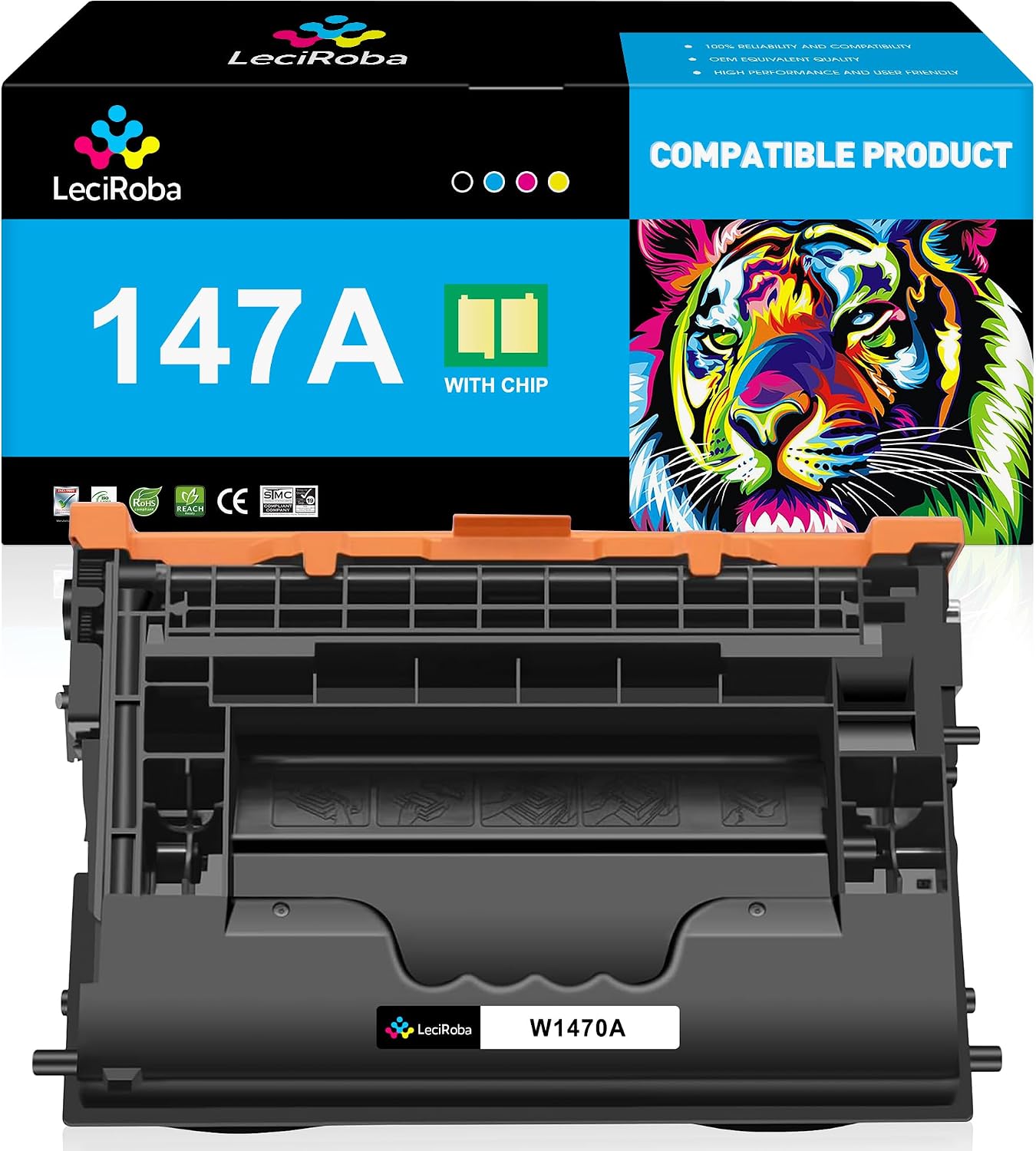 LeciRoba 10500-Pages 147A Black Toner Cartridge Replacement for HP 147A W1470A for HP Enterprise M610 M610n M611dn M611 M611x M612 M612dn M612x MFP M634 M634h M635 M635fht M635h M636 M636fh, 1-Pack
