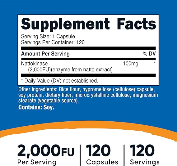 Nutricost Nattokinase 2,000FU, 120 Capsules, Gluten Free, GMO-Free