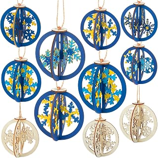 Chunful 72 Pcs DIY Snowflake Wooden Crafts to Paint Winter Snowflake Ornaments 3D Unfinished Wood Cutouts Blank Hollow Wood Slice for Craft Projects, Party, Holiday Decorations