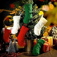 Vista 6 de Hungdao 12 Piezas Medias de Navidad Mini Medias de Navidad Tejidas al Mayor 8.3 Pulgadas Calcetines Rústicos de Doble Cara para Colgar en Chimenea