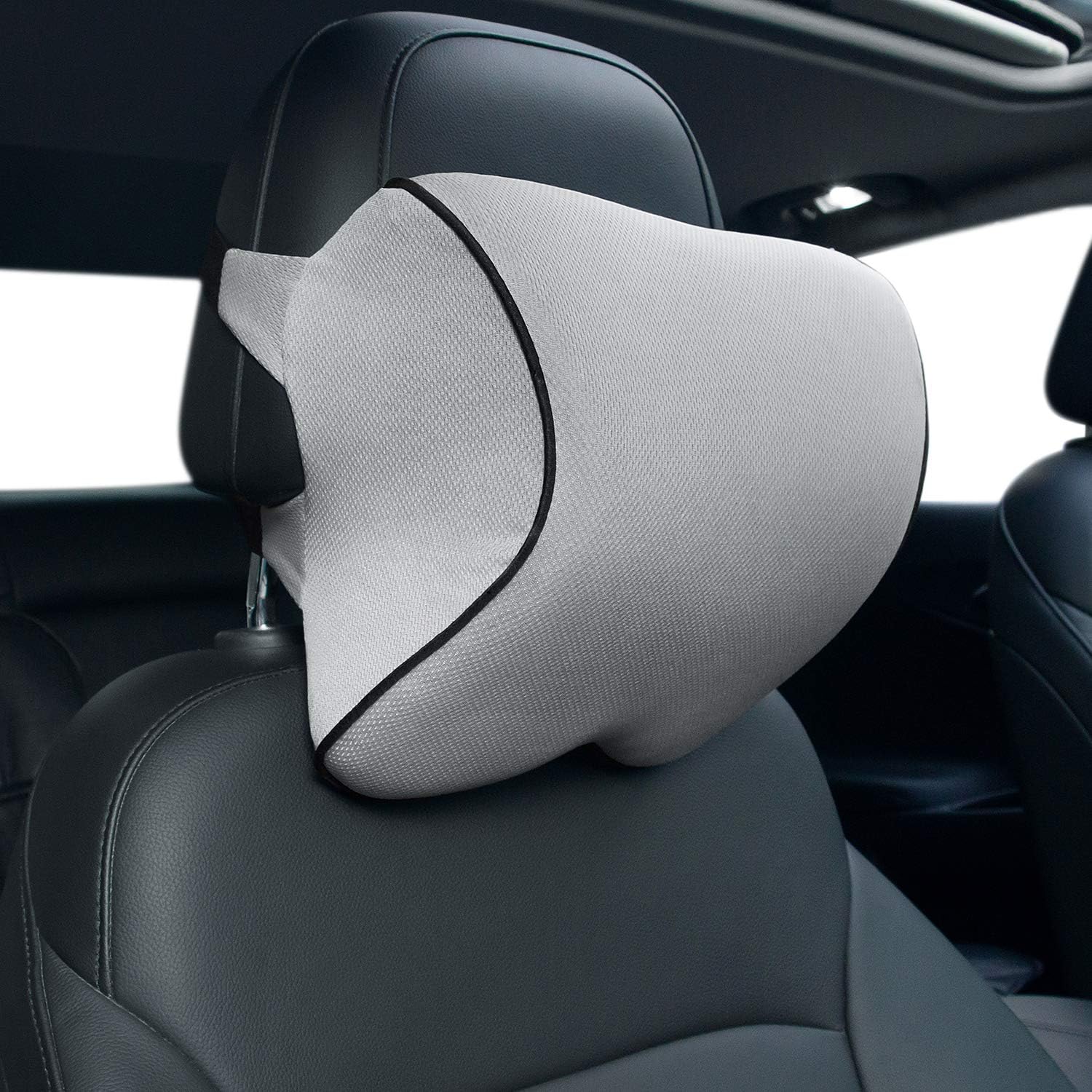 Amazon Lemoner ネックパッド 車 クッション 低反発 ネックピロー ド 車用 頚椎サポート 首サポート ネックピロー ヘッドレスト ドライブ 旅行 運転 枕 首元クッション グレー シートクッション 車 バイク