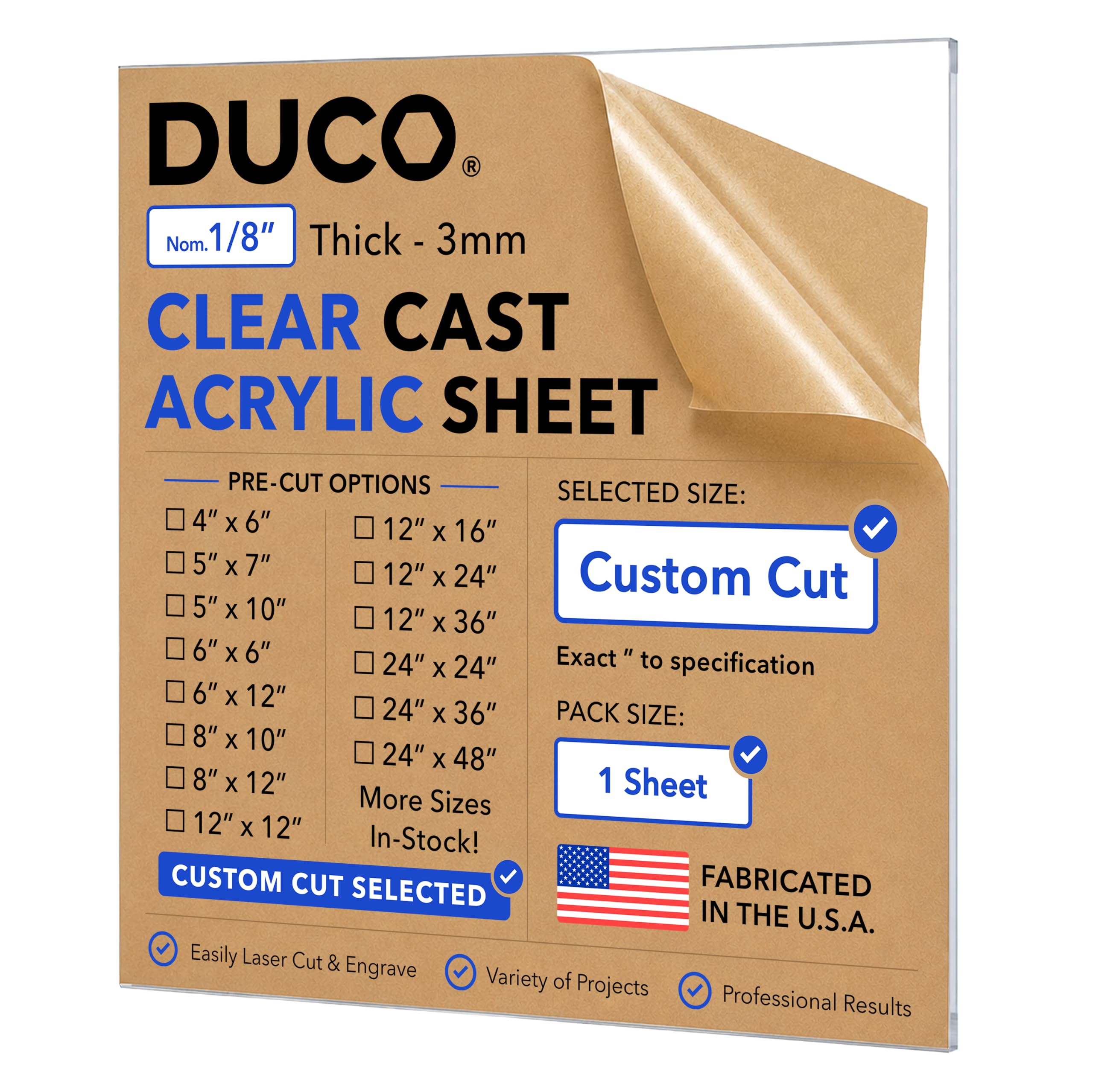 Clear Acrylic Sheet - 12"x12" Plexiglass -17