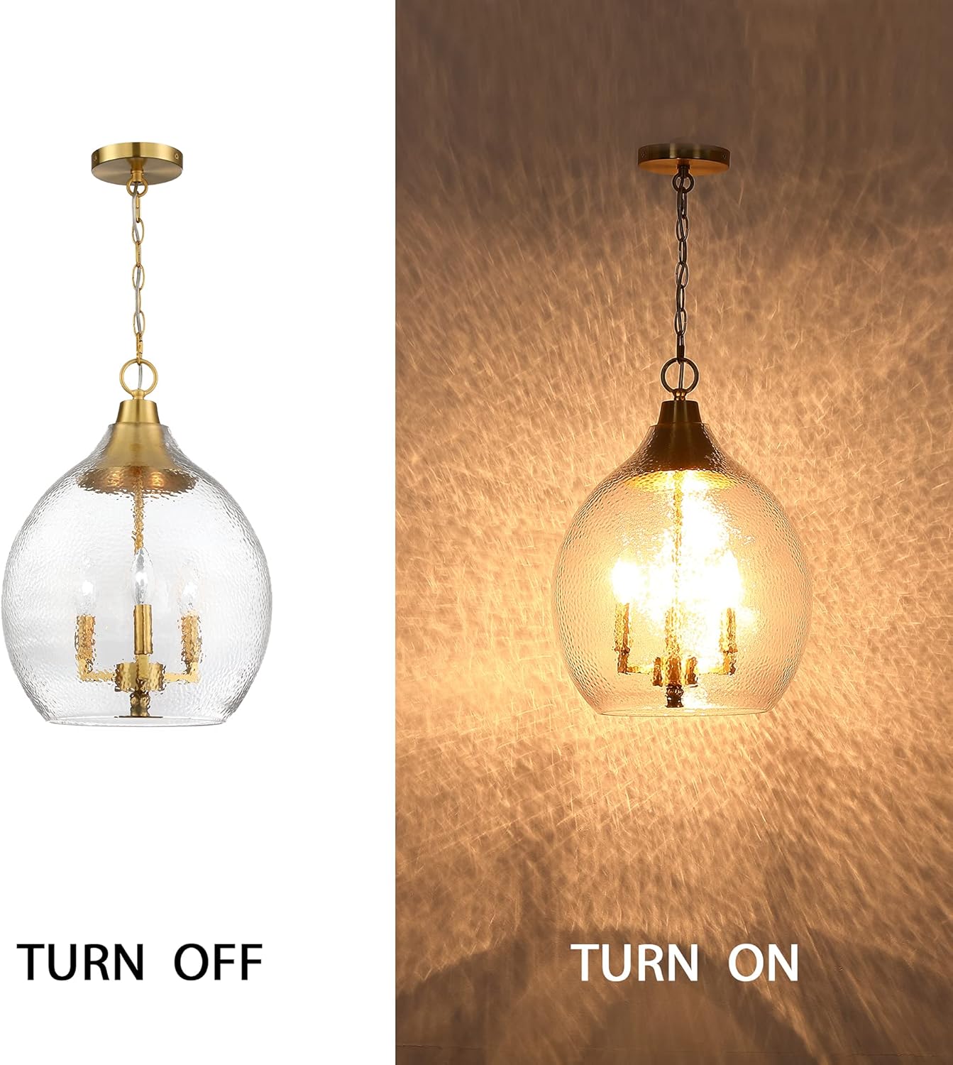 Untrammelife 3-Light Gold Pendant Light 13" Large Globe Pendant Light Fixture with Hand Blown Seeded Glass Shade Single Hanging Chandelier for Kitchen Island Sink