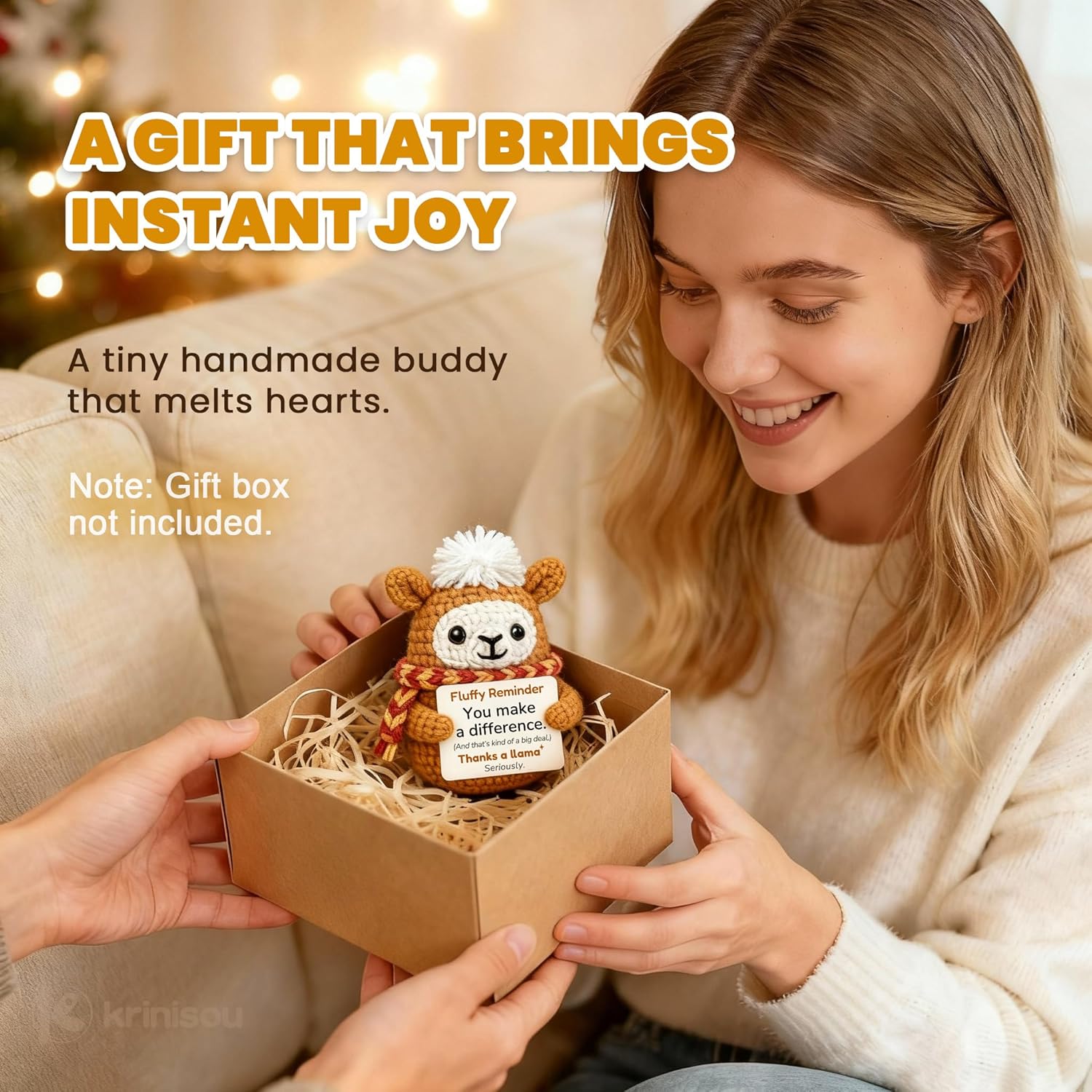 Positive Animals Crochet Llama, Funny Thank You Appreciation Gift for Coworkers, Boss, Friends or Teachers, Cute Farewell and Goodbye Present, You Make a Difference Gift for Women and Men - Image 7