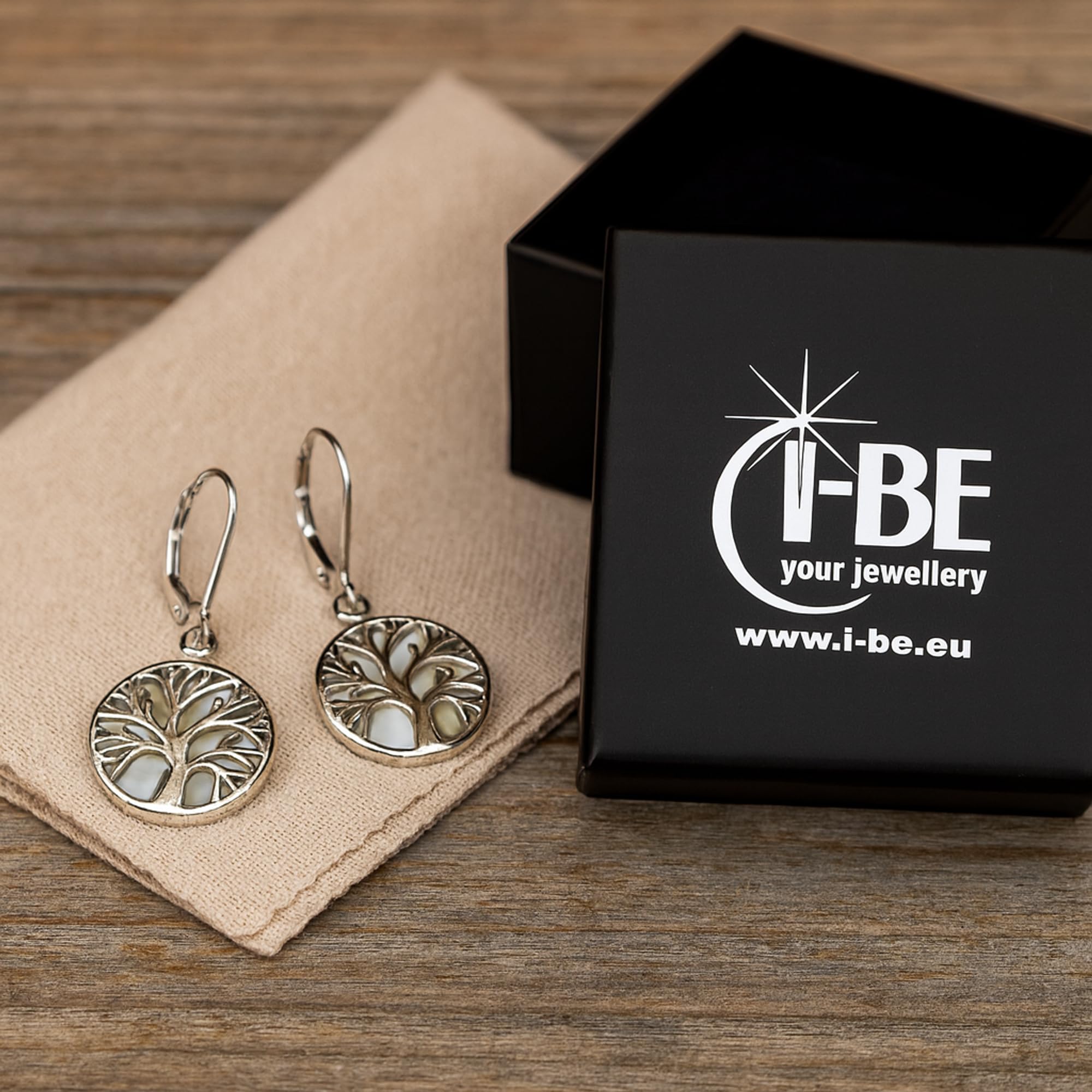 I-be Perlmutt Ohrringe Baum des Lebens – Schmuck in schimmerndem Design – 925 Sterling Silber – 394701 BDL mini KB