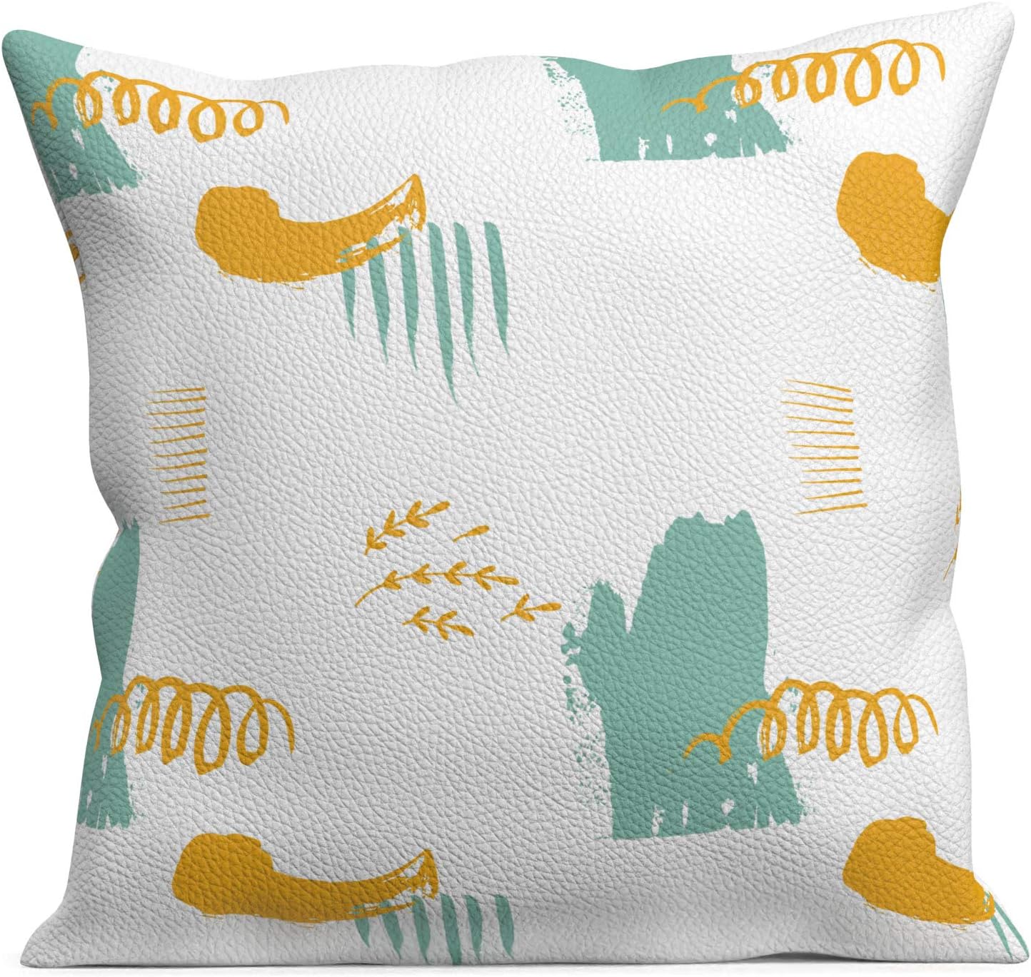 Decorative Cushion PU Leather Throw Pillows 12x12 inch with Print and Inner Abstract Confetti Design Home Decor Bedding Couch Sofa Household Items Office Cute Colored Girly Funny Bright Teens