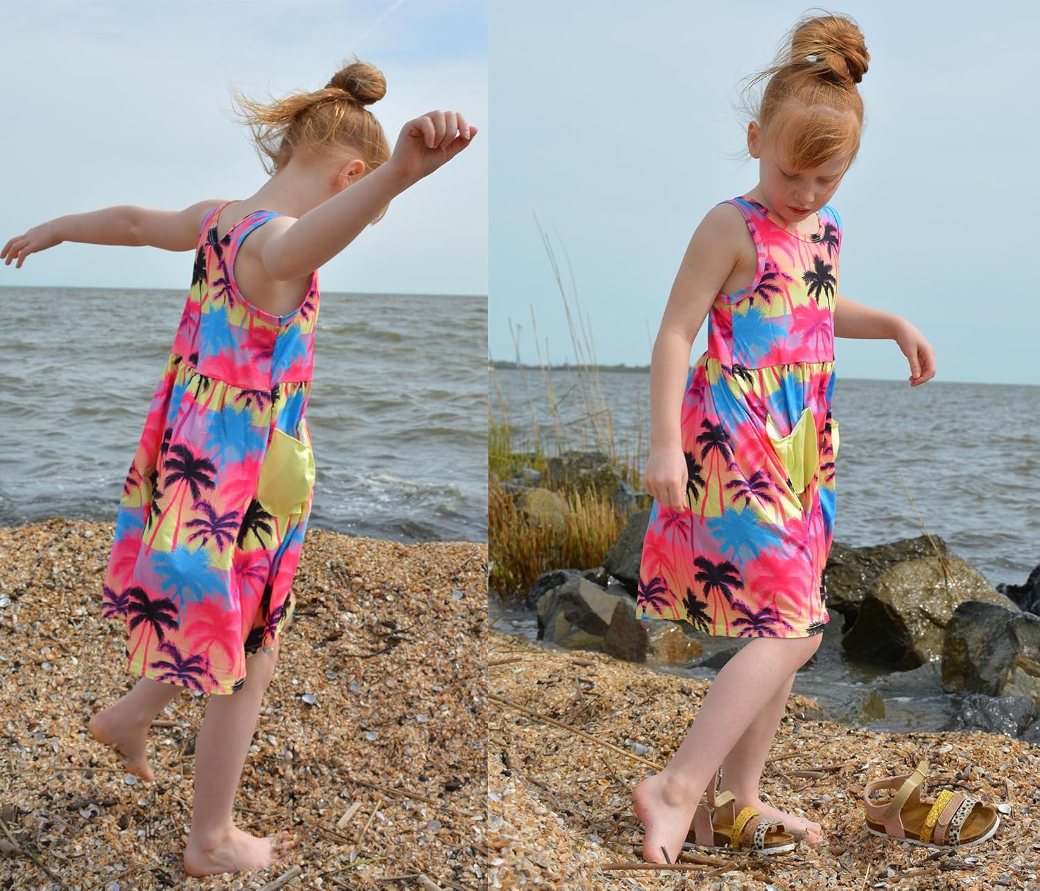 Little Girls Summer Sleeveless Dress Toddler Print Casual Sundress 2-7 Years - Image 2