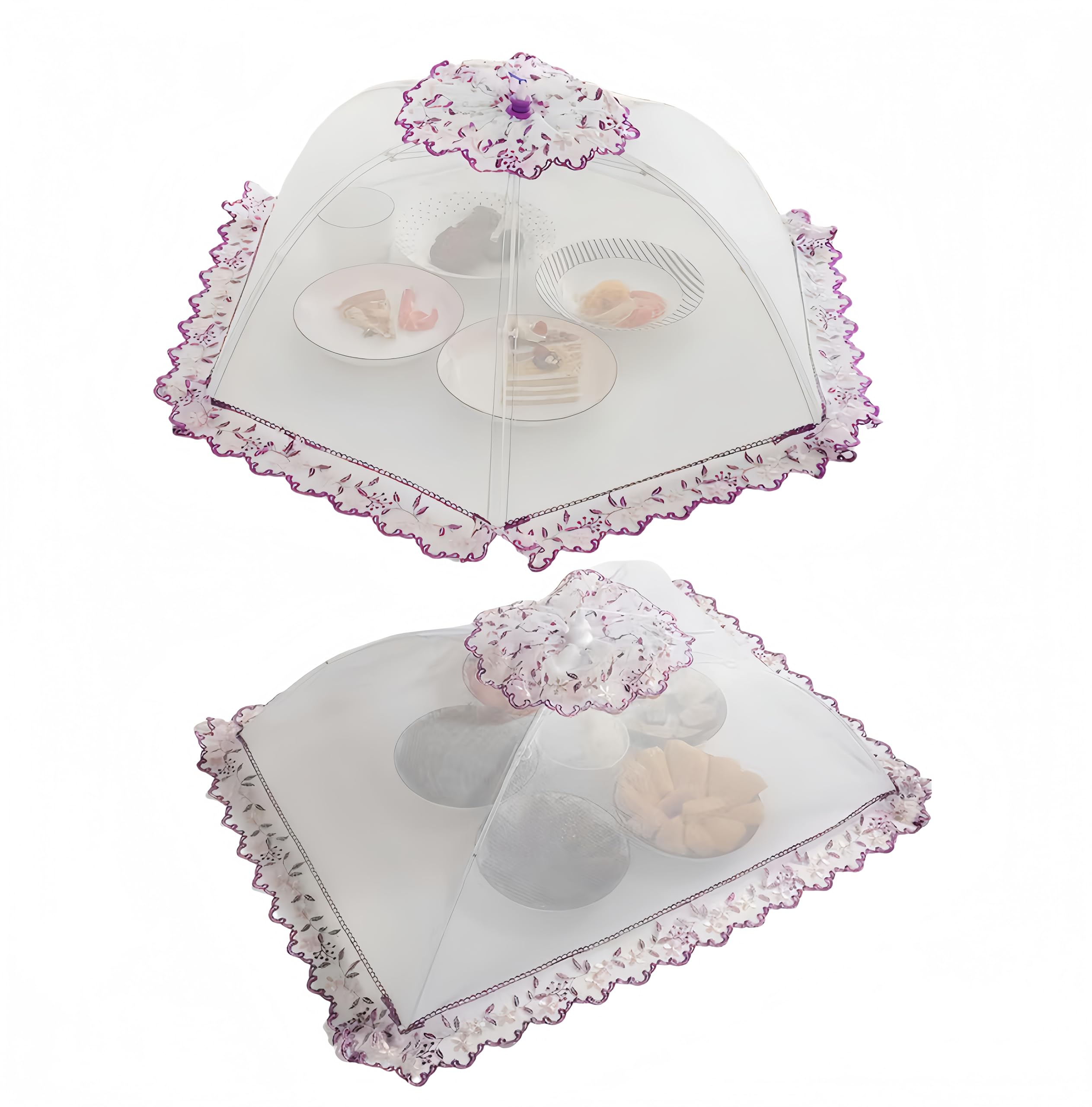 2PCS Large Premium Pop-Up Mesh Screen Food Cover Tent Umbrella, Reusable and Collapsible Outdoor Picnic Food Covers Mesh, Net Food Covers Keep Out Flies, Bugs, Mosquitoes