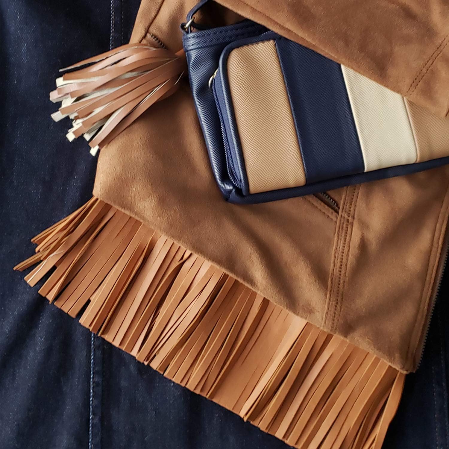 Trims by the Yard 4" Matte Finish Vegan Leather Fringe Trim, Dark Brown (5 Yard Cut)