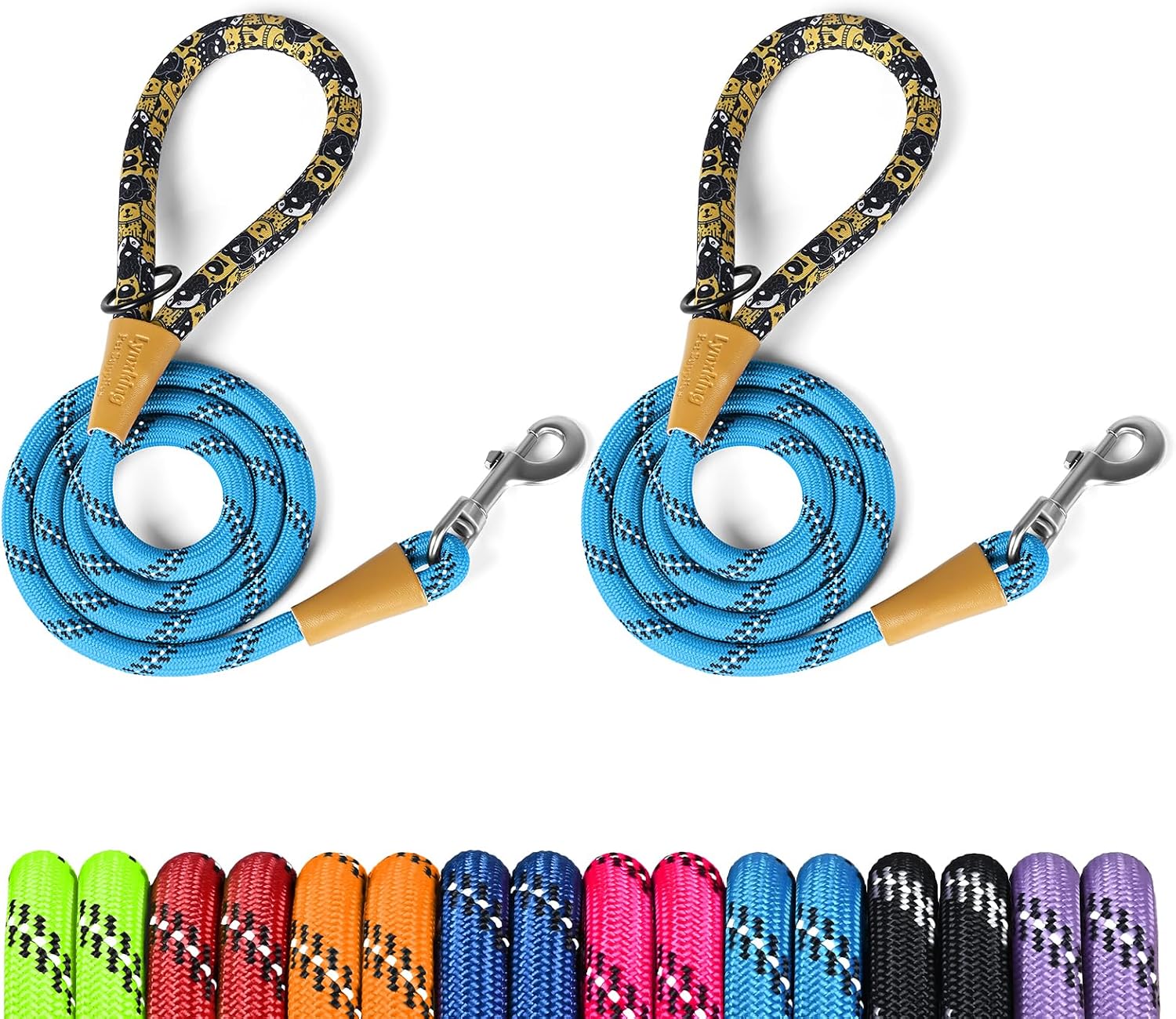 lynxking Reflective Rope Dog Leash 6 FT with Comfortable Padded Handle | Snap Hook Threads Leash for Small Medium Large Dogs training Walking