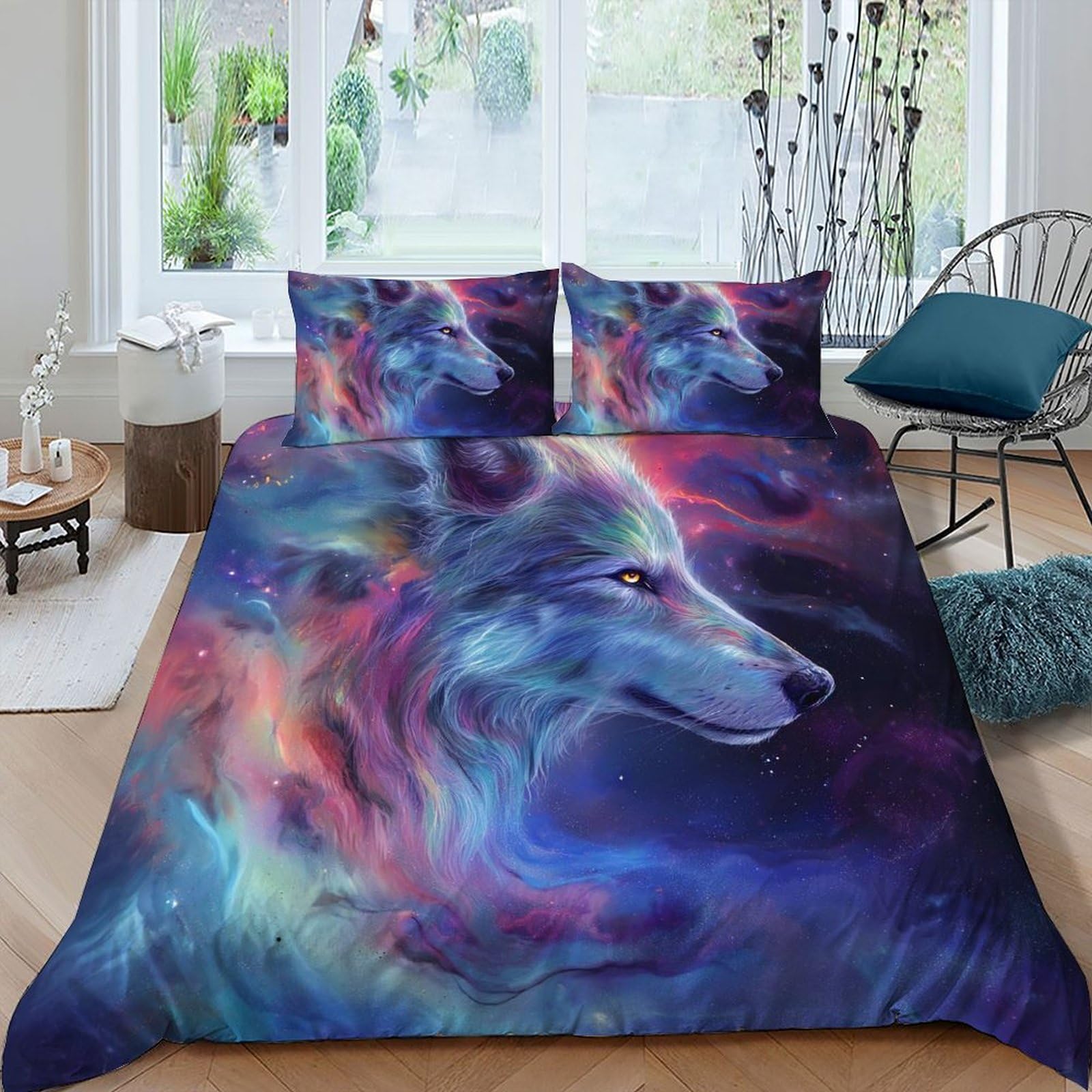 Housse de couette loup 220x240cm pour un couchage confortable et facile à laver