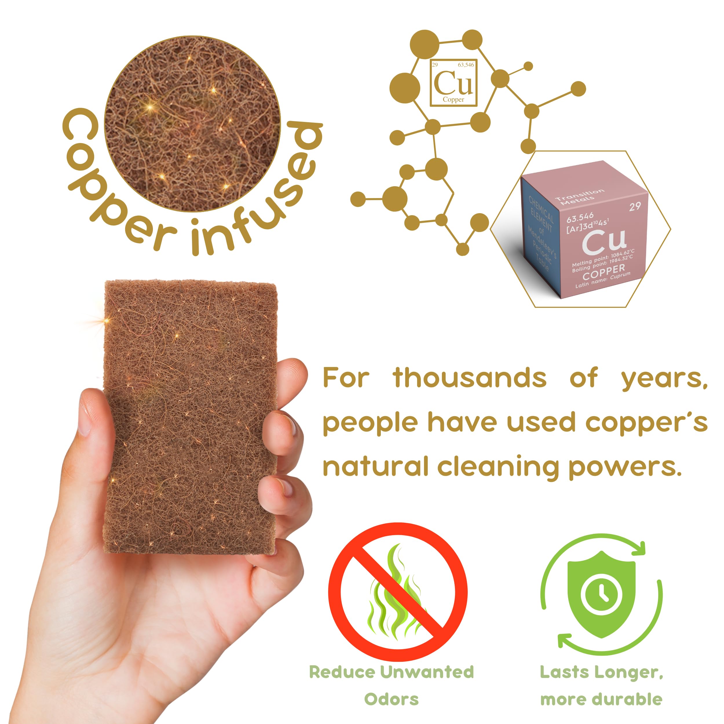 Abwaschschwämme, biologisch abbaubar, für Geschirr und Badezimmer, nachhaltige, natürliche Zellulose & Kupfer infundiert, antibakterieller Sisal-Schwamm, vegan, Scheuermittel, Geschirr, Küchenzubehör,