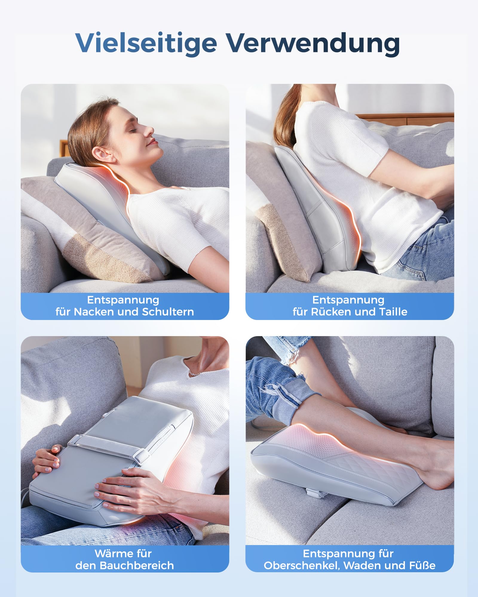 Massagegerät, Nackenmassagegerät mit Wärme, Shiatsu Massage Matte, 3D Knet Rückenmassagegerät für Nacken, Schulter, Rücken, Beine, Geschenke für Männer, Frauen, Mama, Papa, Freund, Lehrer