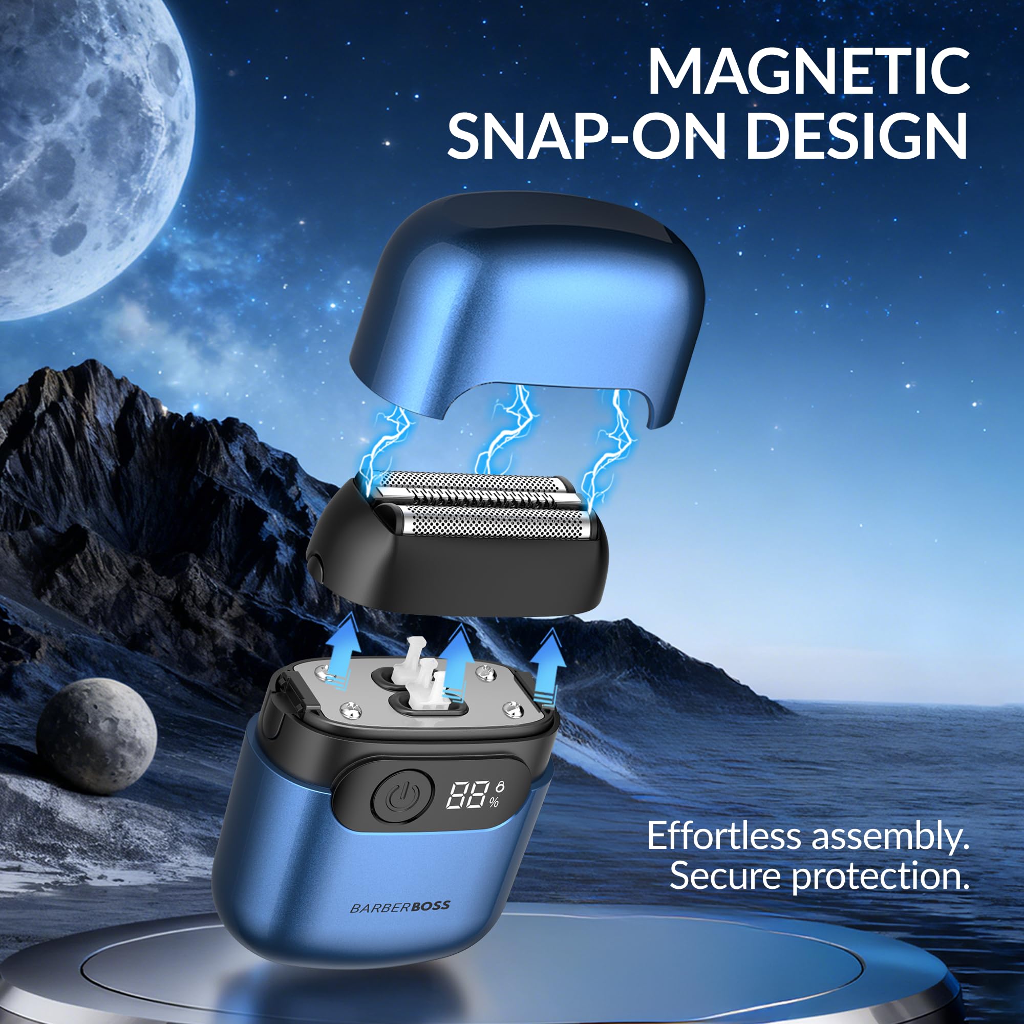 BarberBoss Rasoir électrique sans fil pour homme, lames flottantes flexibles, tête magnétique et écran LED intelligent, rasoir compact pour homme, QR-2751