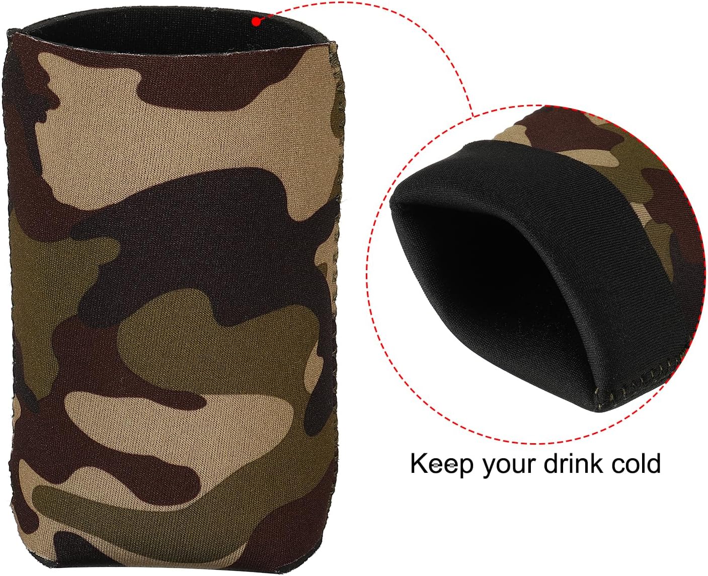 MECCANIXITY Can Cooler Sleeves Insulated Collapsible Neoprene Covers 2.6mm Thick for 12 Oz Slim Cans Bottles, Camouflage Pack of 3