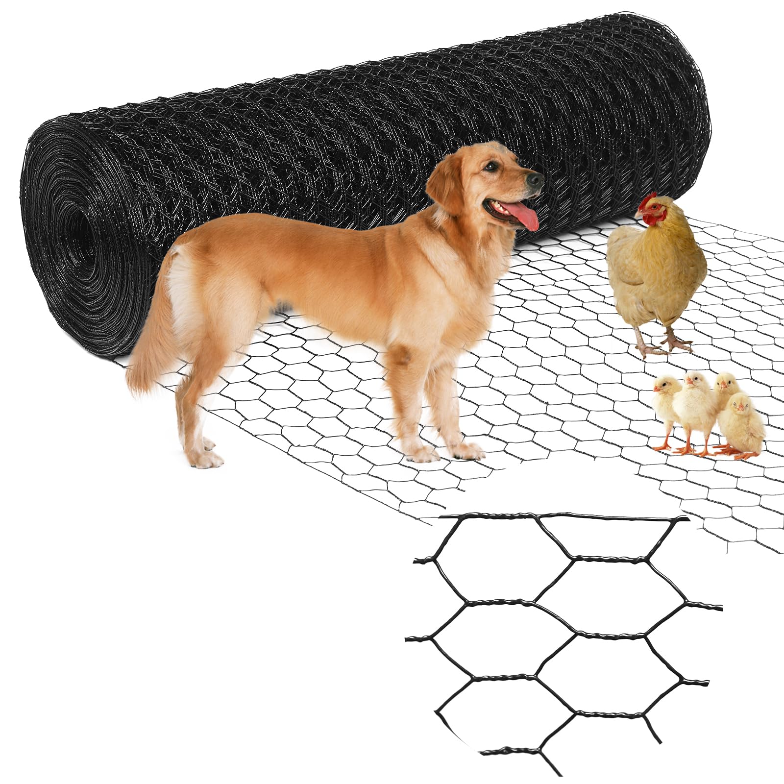 Photo 1 of Yardbliss Premium Black Chicken Wire Fencing 60inx150ft, PVC Coated Chicken Wire, Poultry Netting, Galvanized Chicken Wire Barrier for Floral Arrangements/Craft Projects/Pet/Rabbit