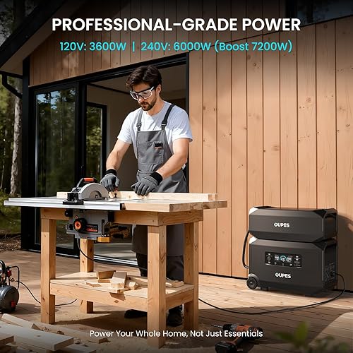 Miniatura 3 de OUPES Guardian 6000 Estación de energía portátil, batería LiFePO4 de 4608 Wh, salida de 6000 W (aumento de 7200 W), voltaje dual de 120 V240 V,