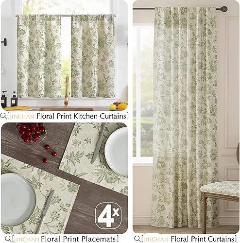 Miniatura 9 de JINCHAN Juego de 4 manteles individuales de lino con diseño floral de otoño, rústico, estilo jacobeo, para exteriores, para cocina, comedor,