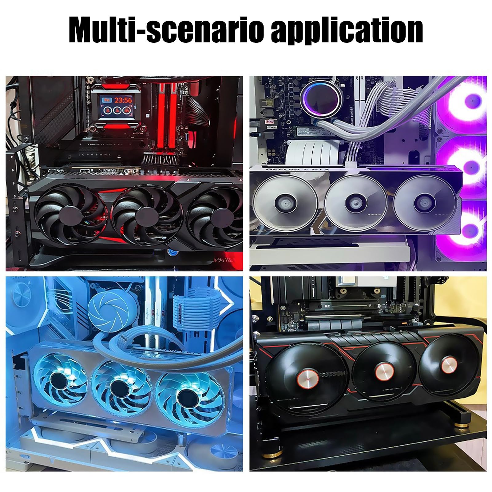 Soporte vertical para tarjetas gráficas con cable de 90 grados, GPU de metal, panel de ventilación, base magnética