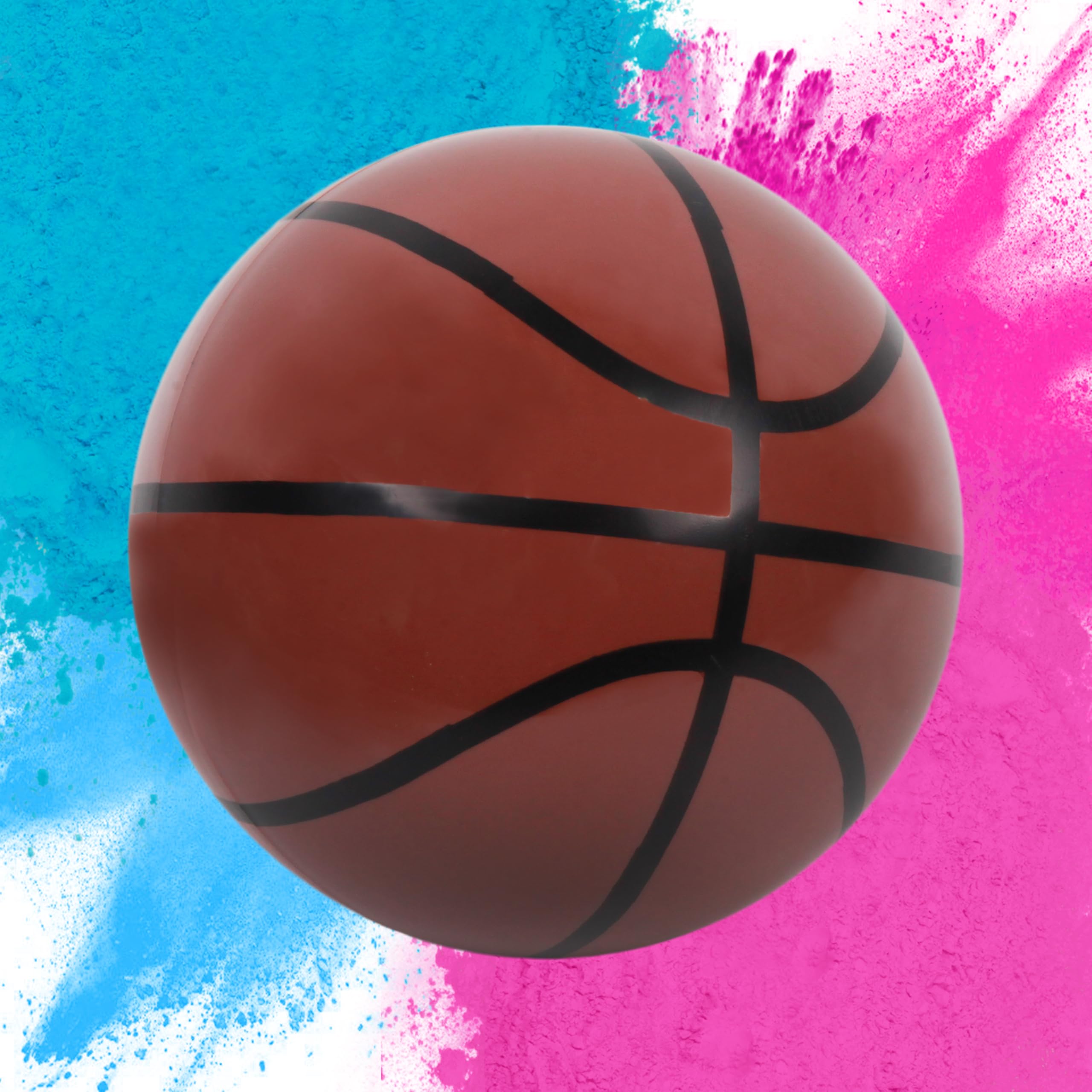 ARELUX Gender Reveal Basketball Ball with 2 Big Bags of Pink and Blue Color Powder Spill Proof for Amazing Smoke Great Gender Reveal Ideas for Baby Boys Girls with Not Transparent Basketball Set