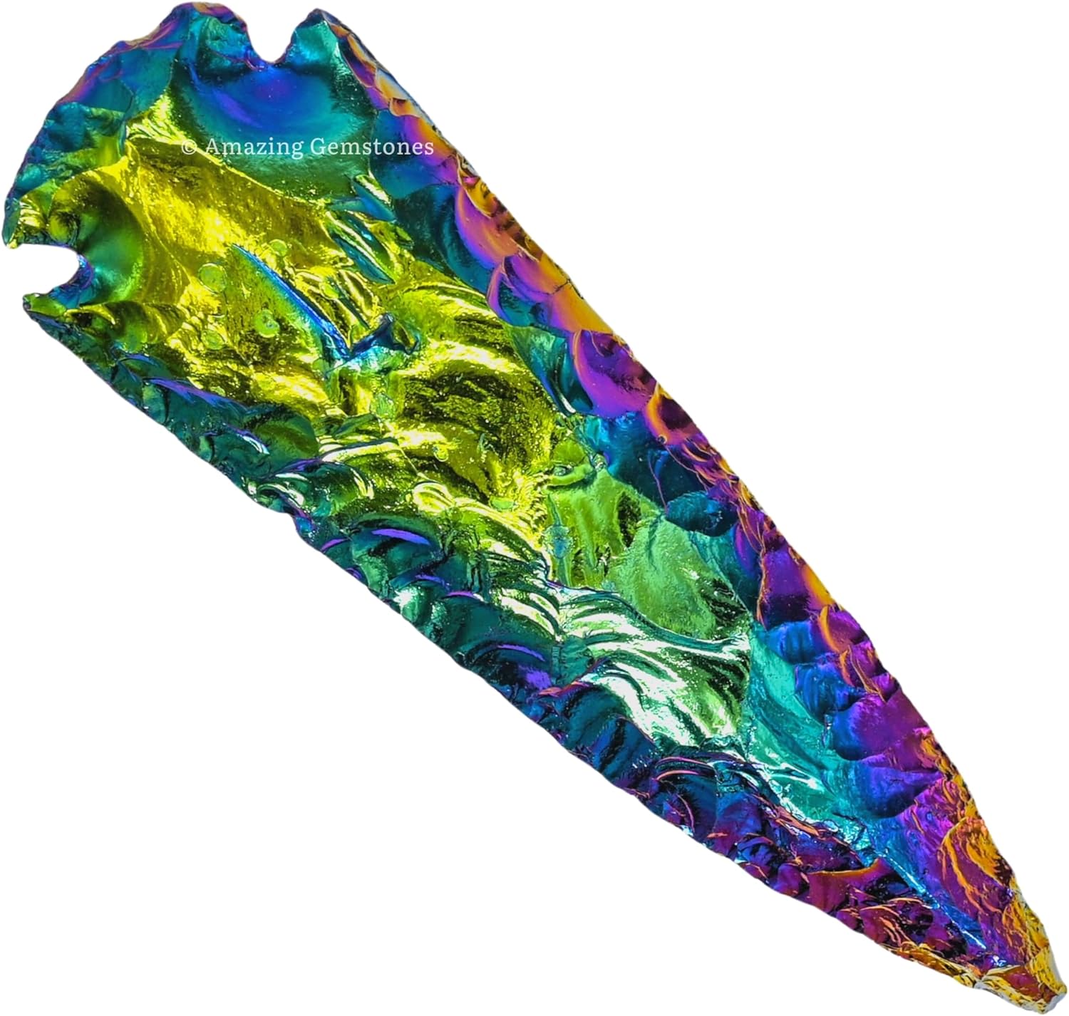 Amazing Gemstone Titanium Aura Quartz Arrowhead, Crystal and Healing Stone Flint Rock Arrow Head - 5 to 6 Arrowheads for DIY Project Craft Point Jewelry Making