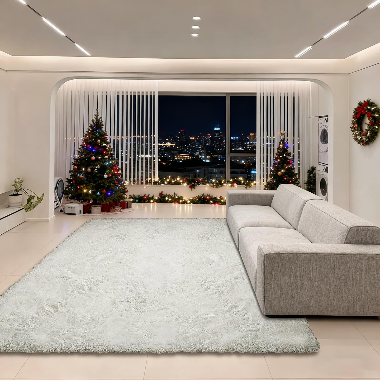 Tapis de maison super doux blanc 160x240 cm au confort haut de gamme
