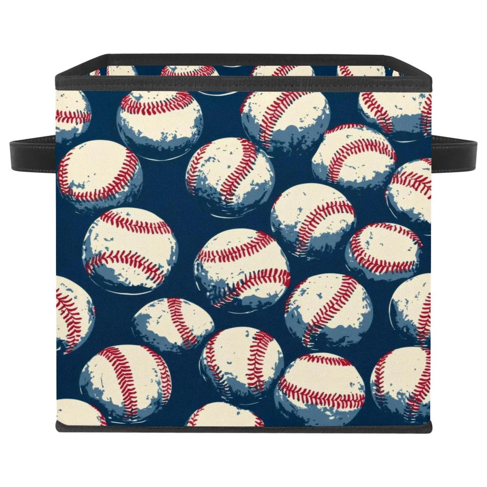 Panier de rangement pliable baseball avec doubles poignées robustes