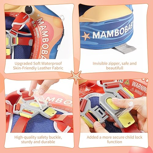 Miniatura 6 de Flotadores de bebé para piscina con dosel extraíble, protección solar UPF 50+, toldo de Mambobaby Flotador no inflable, suave, impermeable,