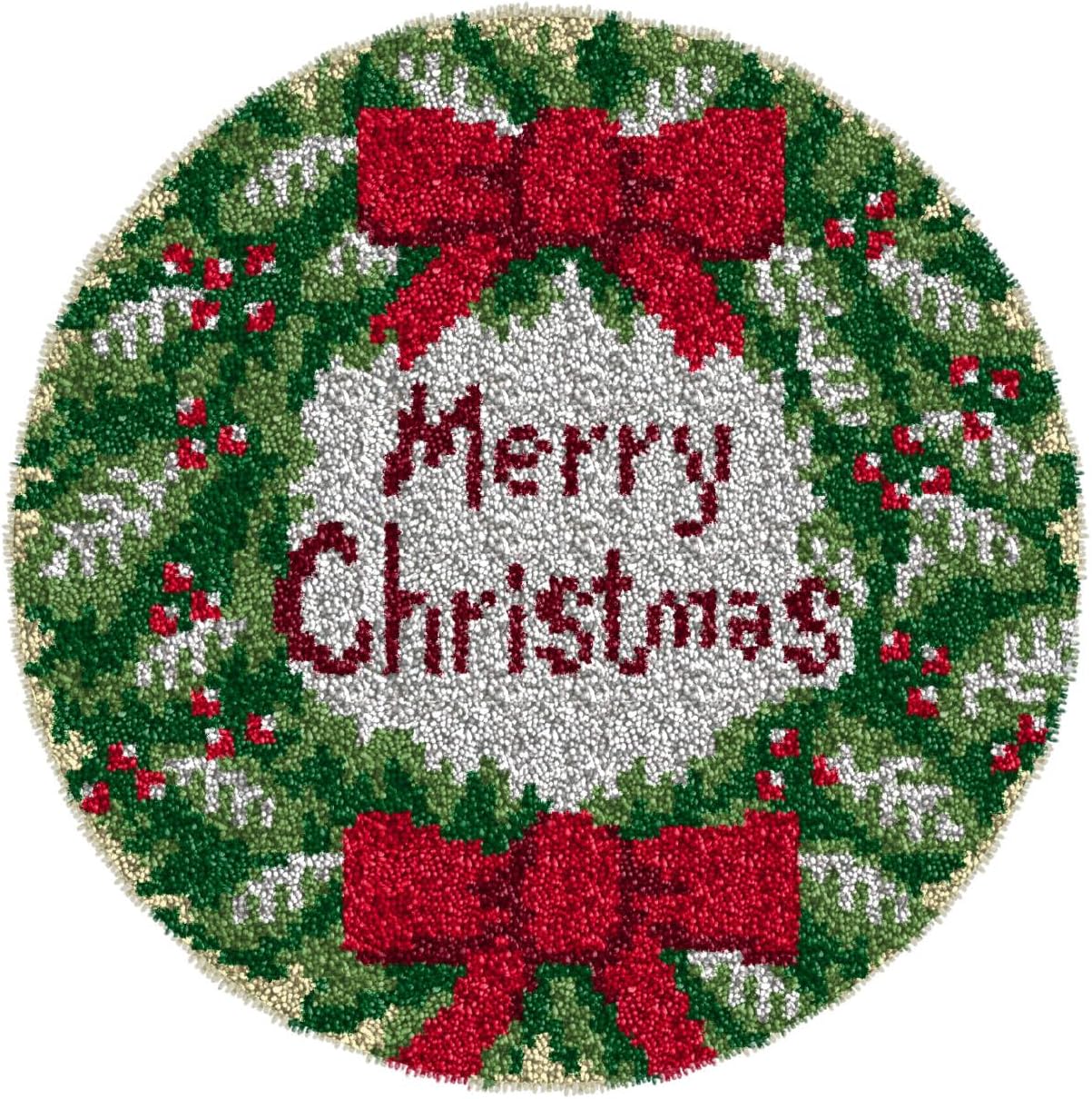 YOOTOM Snowman Latch Hook Rug Kits DIY Carpet, Handmade Crochet Mat Knotted Cushion Yarn Needlework Tapestry 3D Art Crafts, Color Pattern Pre-Printed, 20.5x15in