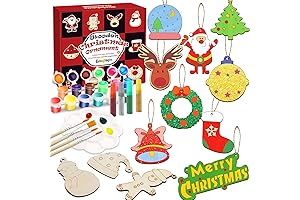 Kids Christmas Arts and Crafts - 36 Pcs Wooden Christmas Ornaments with...