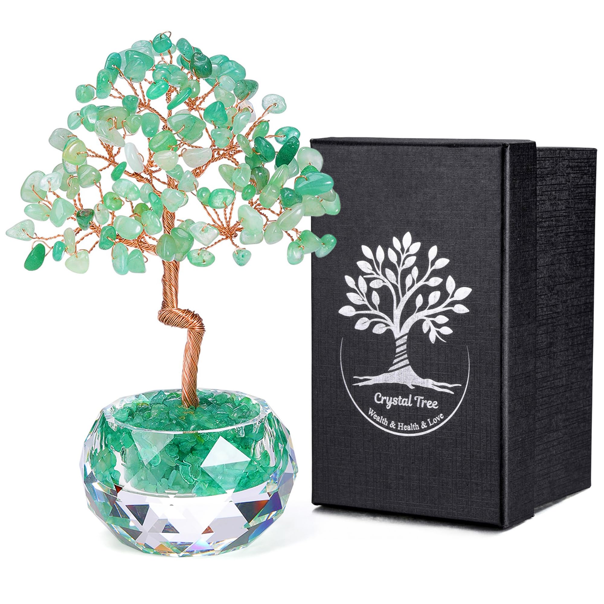 CrystalTears Green Aventurine Crystal Tree for Decor, Tree of Life Gifts