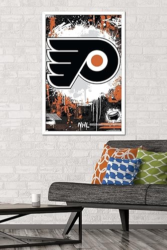 Vista 65 de Trends International NHL Philadelphia Flyers - Póster de pared Maximalist Logo 23, 14.72 x 22.37 pulgadas, versión enmarcada en bronce Versión