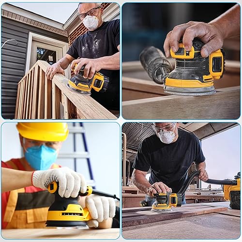 Miniatura 7 de Paquete de 4 almohadillas de repuesto para lijadora orbital DeWalt, 5 pulgadas, 8 agujeros, de gancho y bucle, almohadillas de metal para DWE6421