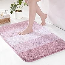 Exclusivo Mezcla Microfiber Bath Mat 40x60 CM, Extra Soft Non-Slip Super Absorbent Bathroom Mats, Machine Washable Quick Dry Bath Rugs for Bathroom Floor, Shower, Home Decor, Gradient Pink