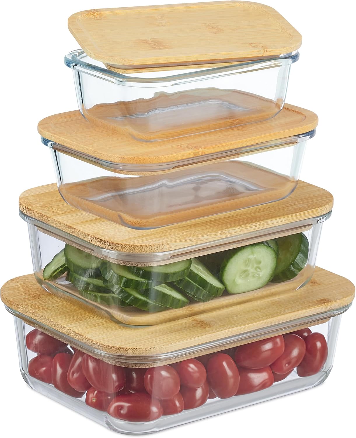 Relaxdays Glasbehälter mit Deckel, 4er Set, versch. Größen ...