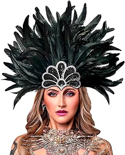 HOMELEX Women's Black Feather Headpiece Carnival Caribbean Headdress Sho...