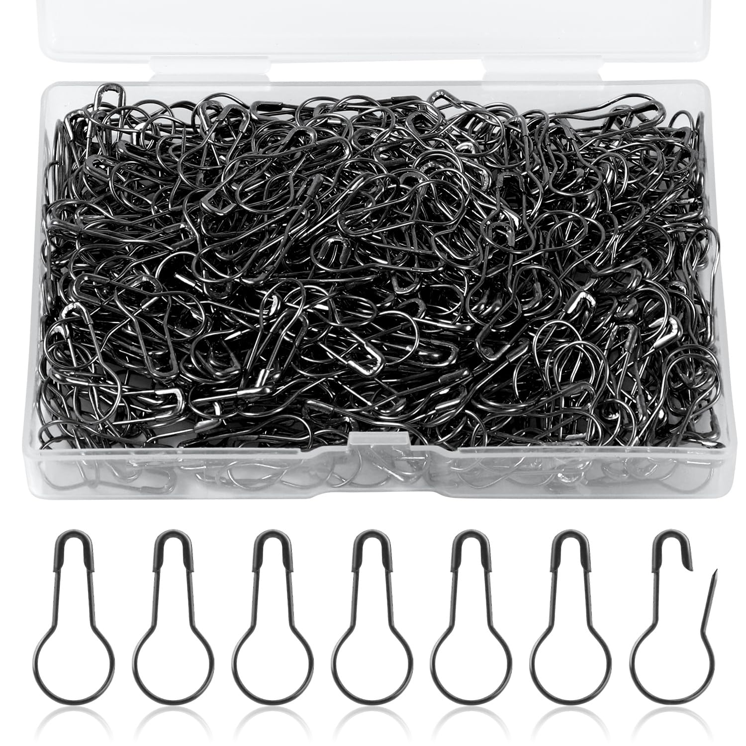 Spille di Sicurezza 22mm Metallo Calabash Pin con Scatola Portaoggetti per Vestiti Fai da te (Nero)