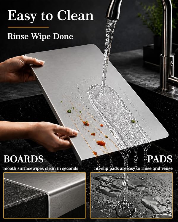 Extra Large 304 Stainless Steel Cutting Boards with Lip 27.6x15.4" by Cbtidaok - Used condition - Image 8