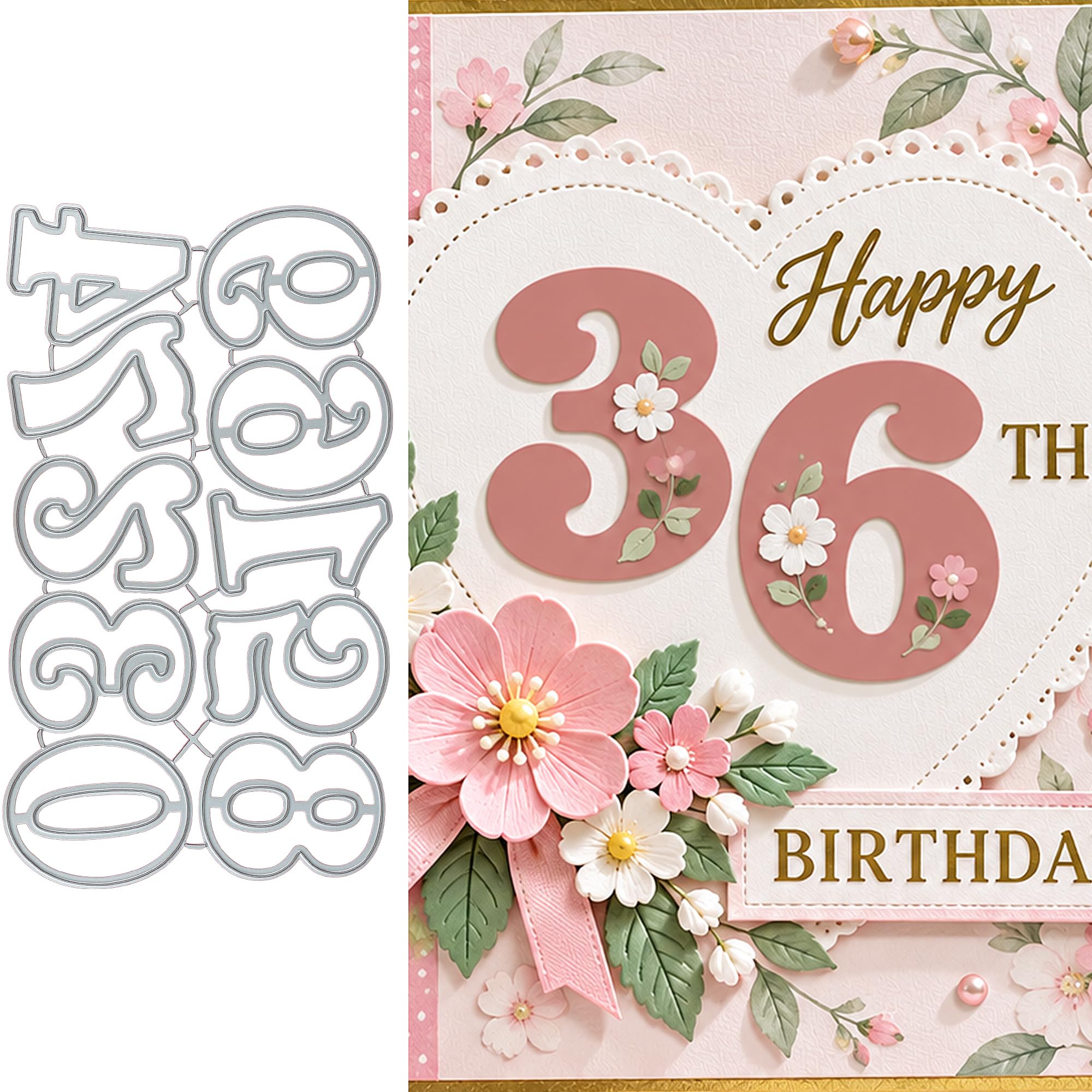 Metal Number 0-9 Cutting Dies Sets, 4 Inch Arabic Numeral Die Cuts Kit