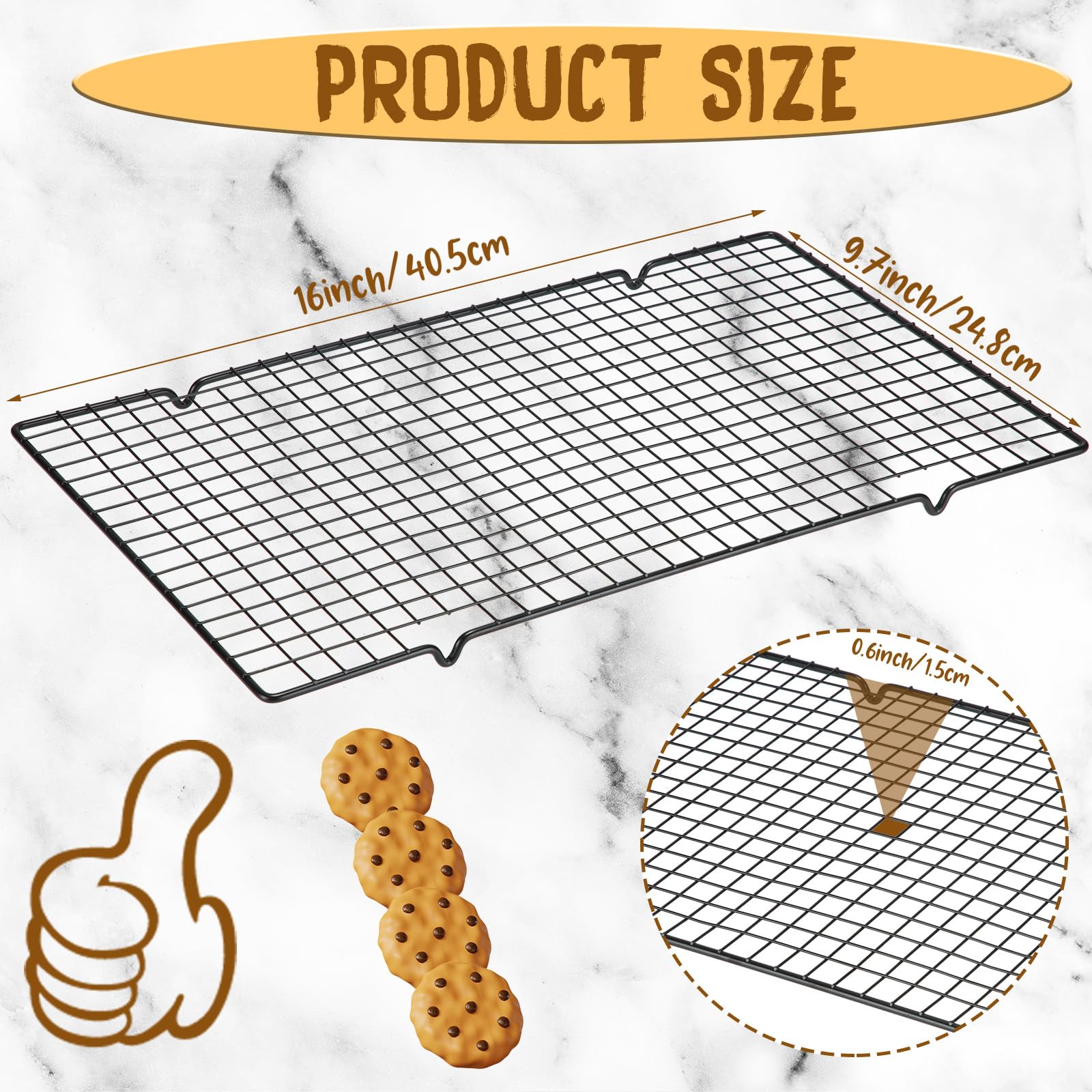 Harloon Cooling Racks Set - 3 Baking Wire Grids -2