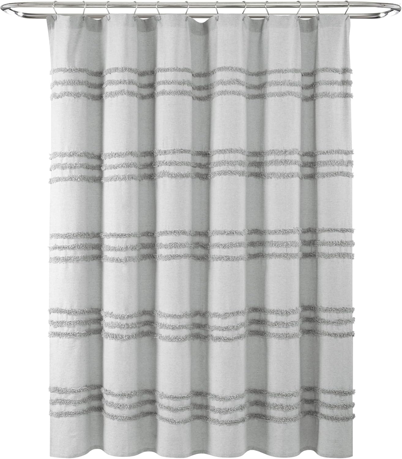 Lush Decor Boho Kendra Tufted Yarn Dyed Cotton Blend Shower Curtain Single 72" W x 72" L White - White Shower Curtains for Bathroom - Bathroom Curtain