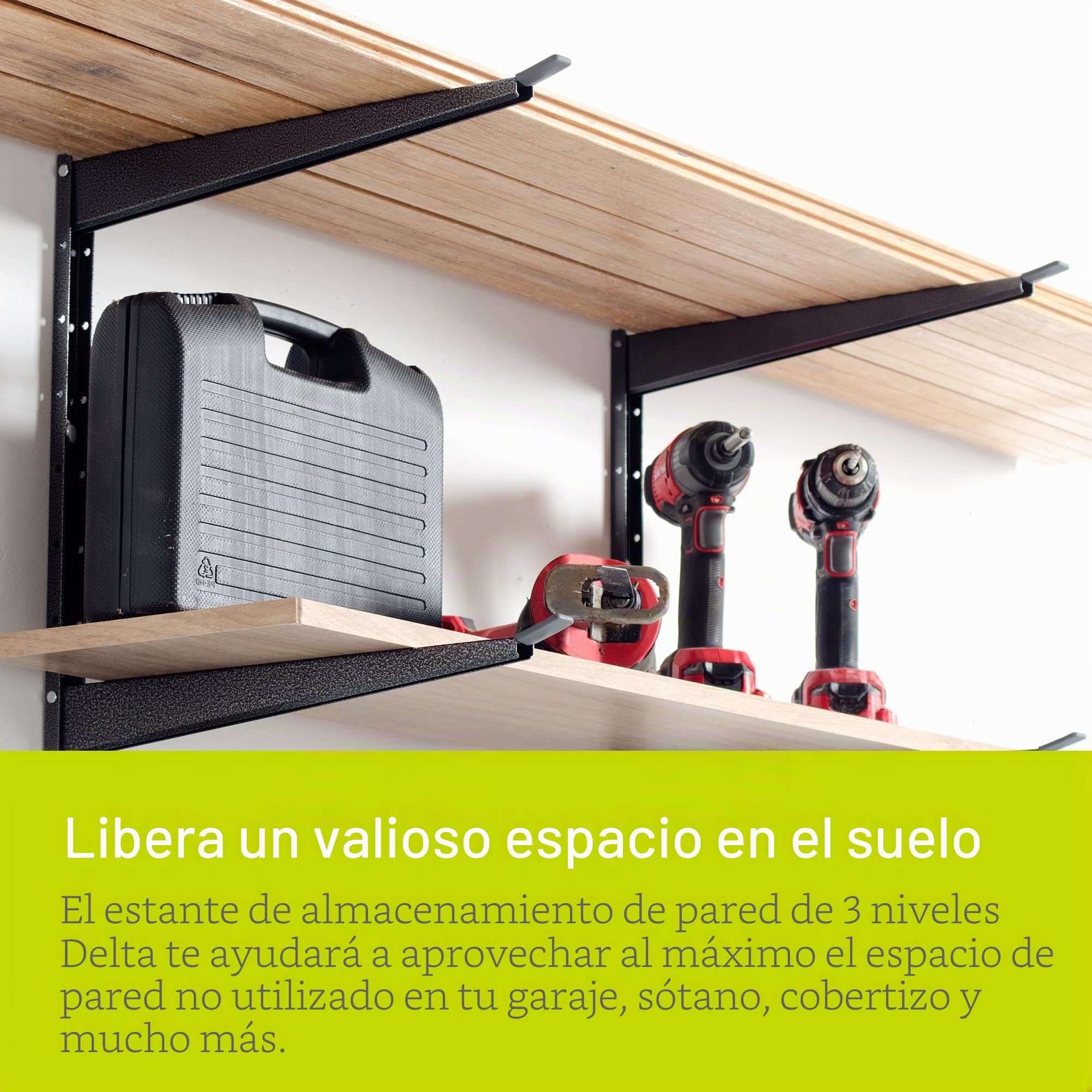 Delta Cycle - Estante de Almacenamiento de Madera y Madera, soporta hasta 480 Libras, fácil de Instalar, con construcción de Acero para Interior y Exterior, solución de Almacenamiento para Garaje,