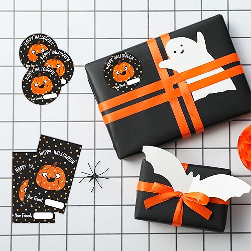 Miniatura 8 de Kit de calcomanías de Feliz Halloween, Boo, Treat Just For You, etiqueta redonda de 2 pulgadas y calcomanías en forma de etiqueta, Halloween,